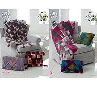 King Cole 4413 Patron de tricot pour jetés et coussins à tricoter en Riot Chunky et DK