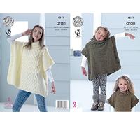 King Cole 4841 Patron de tricot pour enfants et adultes Poncho & Snood dans la mode Aran