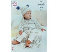 King Cole 5593 Patron de tricot pour bébé et enfant Bonnet et couverture à rayures DK