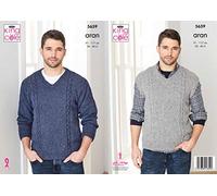 King Cole 5659 Patron de tricot pour homme Pull à col en V Motif forêt Aran