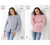 King Cole Aran 6108 Patron de tricot pour pull et cardigan pour femme
