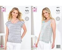 King Cole Patron de tricot 4 plis pour femme Ourlet fendu Manches courtes et débardeur (5875)