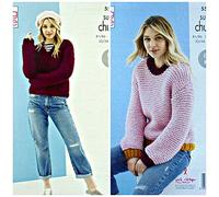 King Cole Patron de tricot 5524 pour femme facile à tricoter pour pull et cardigan en tissu intemporel super épais