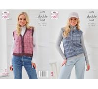 King Cole Patron de tricot double pour femme - Gilet rond et col en V (6174), 81 cm - 127 cm