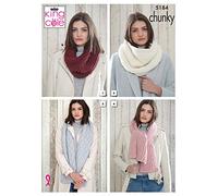King Cole Patron de tricot épais pour femme Snoods et écharpes d'hiver (5184)