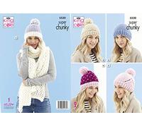 King Cole Patron de tricot super épais pour femmes chapeaux et écharpes (5530)