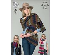King Cole Riot DK 4235 Patron de tricot Châles et écharpe pour femme