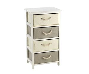 King Collection C656424 Commode 4 Tiroirs Bois et Raphia Synthétique, 40 X 30 x 74H