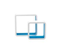 King Collection King Home m1105002/à Set 2 Pièces Étagère Quadra Courbe en MDF Bicolore, Blanc/Bleu, 26 X 10 X 26 Heures 20 x 10 X 20H