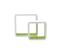 King Collection King Home M1105002/B Set 2 Pièces Étagère Quadra Courbe en MDF Bicolore, Blanc/Vert, 26 X 10 X 26 Heures 20 x 10 X 20H