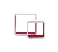 King Collection King Home M1105002/C Set 2 Pièces Étagère Quadra Courbe en MDF Bicolore, Blanc/Fuchsia, 26 X 10 X 26 Heures 20 x 10 X 20H