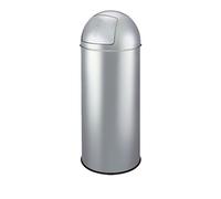 King Collection King Home p1592025 Poubelle en Acier avec Ouverture à Tirette, 25 Lt, Argent, ø 25 x 60h