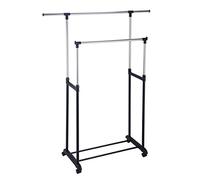 King Collection King Home S1407133 Portant Double Extensible avec Roues, 82, 5/125 X 42, 5 X 97/170H