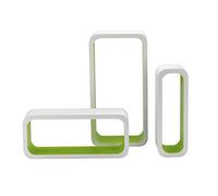King Collection M1105004/B Set 3 Pièces Étagère Rectangulaire Courbe en MDF Bicolore, Blanc/Vert