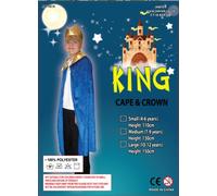King Costume : Blue Cape and Crown : kids Nativity age 10-12yrs
