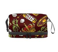 King Crown Trousse de toilette de voyage avec compartiment à brosse pour femme et fille Motif roulette de poker, multicolore, 27x15x14 cm/10.6x5.9x5.5 in, Trousse de toilette