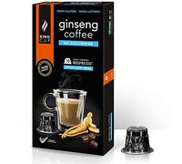 King Cup - 1 Paquet de 10 Capsules de Ginseng Sans Sucre, 10 Capsules 100% Compatible avec le Système Nespresso de Boisson Aromatisée Ginseng, Sans Gluten et Sans Lactose