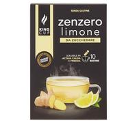 King Cup - 1 Paquet de 10 Sachets Solubles de Boisson Gingembre et Citron Sans Sucre, 10 Stick de 6 gr, Goût Gingembre et Citron à Ajouter à 60 Ml d’Eau Chaude, Sans Gluten, Sans Lactose
