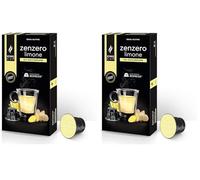 King Cup - 2 Paquet de 10 Capsules Compostable de Gingembre et Citron Sans Sucre, 10 Capsules Compatibles Nespresso, Boisson au Goût de Citron et de Gingembre, Sans Gluten, Sans Lactose