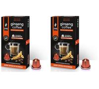 King Cup - 2 Paquet de 10 Capsules de Ginseng au Sucre de Canne, 10 Capsules 100% Compatible avec le Système Nespresso de Boisson Aromatisée Ginseng, Sans Gluten et Sans Lactose