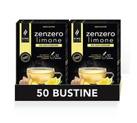 King Cup - 5 Paquets de 10 Sachets Solubles de Boisson Gingembre et Citron Sans Sucre, 50 Stick de 6 gr, Goût Gingembre et Citron à Ajouter à 60 Ml d’Eau Chaude, Sans Gluten, Sans Lactose
