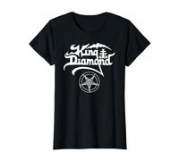 King Diamond Logo Blanc Gothique Metal Musique T-Shirt, Femme, Noir, S