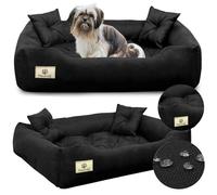KING DOG Couchage Très Grand Chien XXL 130 x 105 cm Coussin Étanche Panier Lavable Confortable Moelleux Ultra Doux Fabriqué en Europe Noir