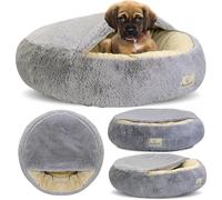 KING DOG Lit apaisant en Peluche Moelleuse, Calme l’anxiété, pour Chats et Chiens de Petite Taille, Doux et Chaud, Taille XS 50 cm, Gris