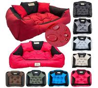 KING DOG Lit Chien Moyen Taille M 75 x 65 cm Coussin Imperméable Lavable Canapé Confortable Moelleux Douillet Antidérapant Couchage pour Chien Intérieur Résistant Fabriqué en UE Rouge