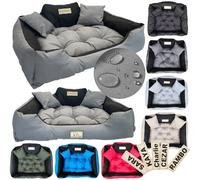 KING DOG Lit pour chien, 145 x 115 cm, 3XL, personnalisé avec nom, en Codura imperméable, coussin épais + 2 coussins décoratifs, gris foncé