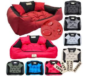 KING DOG Lit pour chien, 145 x 115 cm, 3XL, rouge, personnalisé avec nom, Codura imperméable, avec un grand coussin matelassé et 2 coussins décoratifs, hypoallergénique, facile d'entretien, résistant