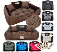 KING DOG Lit pour chien, 75 x 65 cm, marron, personnalisé, avec nom, imperméable, en tissu Codura, facile d'entretien, résistant aux rayures et à l'humidité, idéal pour les chiens de petite et moyenne