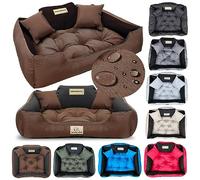 KING DOG Lit pour Grands Chiens L 100 x 75 cm Coussin Imperméable Lavable Canapé Confortable Moelleux Douillet Antidérapant Couchage pour Chien Intérieur Résistant Fabriqué en UE Brun