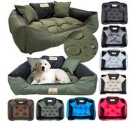 KING DOG Lit pour Grands Chiens L 100 x 75 cm Personnalisable avec Nom Coussin Imperméable Déhoussable Lavable Canapé Confortable Moelleux Douillet Antidérapant Fabriqué en UE Couleur Vert