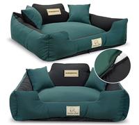 KING DOG Lit pour Moyen Chiens M 75 x 65 cm Vert Personnalisé Nom Housse Déhoussable et Lavable Canapé Adapté au Lavage Base Antidérapante Super Doux Made in EU