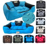 KING DOG Lit pour Petits Chiens S 55 x 45 cm Coussin Imperméable Lavable Canapé Confortable Moelleux Douillet Antidérapant Couchage pour Chien Intérieur Résistant Fabriqué en UE Bleu