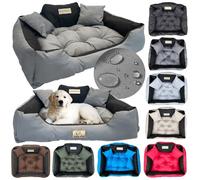 KING DOG Lit pour Petits Chiens S 55 x 45 cm Personnalisable avec Nom Coussin Imperméable Déhoussable Lavable Canapé Confortable Moelleux Douillet Antidérapant Fabriqué en UE Couleur Gris Foncé
