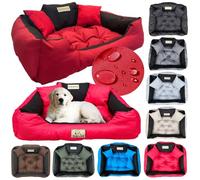 KING DOG Lit pour Très Grands Chiens 3XL 145 x 115 cm Personnalisable avec Nom Coussin Imperméable Déhoussable Lavable Canapé Confortable Moelleux Douillet Antidérapant Fabriqué en UE Couleur Rouge