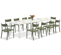 King Double/Provence salon de jardin blanc et vert pour 10 personnes Bica