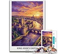 King John's Castle at Sunset Puzzle en Bois 500 pièces, Cadeau Loisir | Cadeau pour amateur de puzzle: activité autour de la table sans écran à son propre rythme.