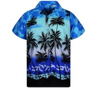 King Kabana Stylish Chemise-Hawaienne, Manche-Courte, Beach-Style, Bleu-Mono, L