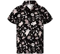 King Kameha - Chemise hawaïenne à manches courtes pour homme, style décontracté et funky, imprimé citrouille effrayant, XXL