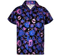 King Kameha - Chemise hawaïenne à manches courtes pour homme, style décontracté et funky, imprimé citrouille effrayant, XXL