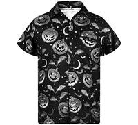 King Kameha - Chemise hawaïenne à manches courtes pour homme, style décontracté et funky, imprimé citrouille effrayant, 3XL