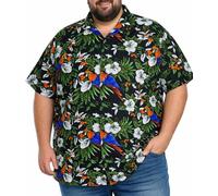 King Kameha Chemise Hawaïenne Homme Manche Courte, Cherryparrot, Noir, 9XL