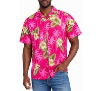 King Kameha Chemise hawaïenne Homme Manches Courtes, Small-Flower, Magenta, 3XL