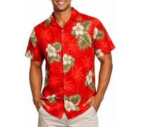 King Kameha Chemise hawaïenne Homme Manches Courtes, Small-Flower, Rouge, 6XL