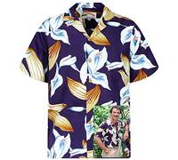 King Kameha Chemise hawaïenne originale Paradise Found pour homme - Manches courtes - Poche avant - Imprimé hawaïen - Magnum Tom Selleck, Tom Selleck Calla Lily Violet, XL