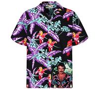 King Kameha Chemise hawaïenne originale Paradise Found Tom Selleck à manches courtes pour homme avec poche avant - Magnum - Divers designs et couleurs, S