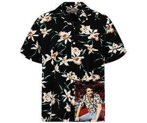 King Kameha Chemise hawaïenne originale Paradise Found Tom Selleck à manches courtes pour homme avec poche avant - Magnum - Divers designs et couleurs, M